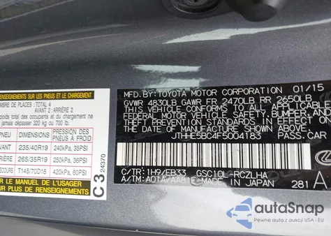 2015 Lexus Rc 350 z USA, uszkodzony, nr VIN JTHHE5BC4F5004183